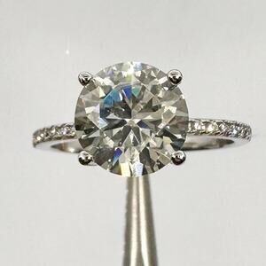 Moissanite Diamond Engagement Ring 2 Ct Brilliant 18K Finish GRA Size 9